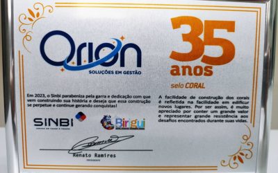 Celebrando 35 anos de Inovação Tecnológica: Orion Soluções recebe reconhecimento do SINBI